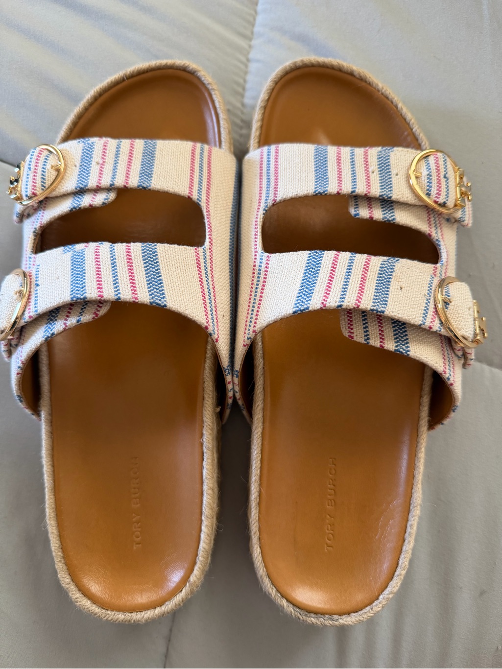 Tory Burch Shelby Espadrille Slide Banda Multi- Canvas Sandals (Size 9.5)